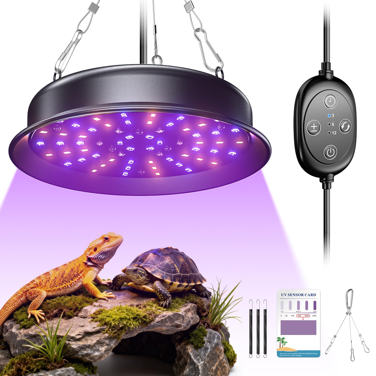 TFNN reptile light fixture 18W front view shows full spectrum UVB for enclosure health
