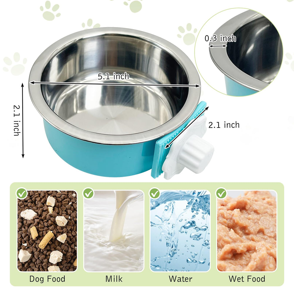 Tfwadmx crate dog bowl green, keeps water fresh with secure cage attachment