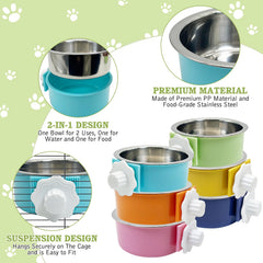 Tfwadmx crate dog bowl yellow, spill-minimizing two-in-one feeder