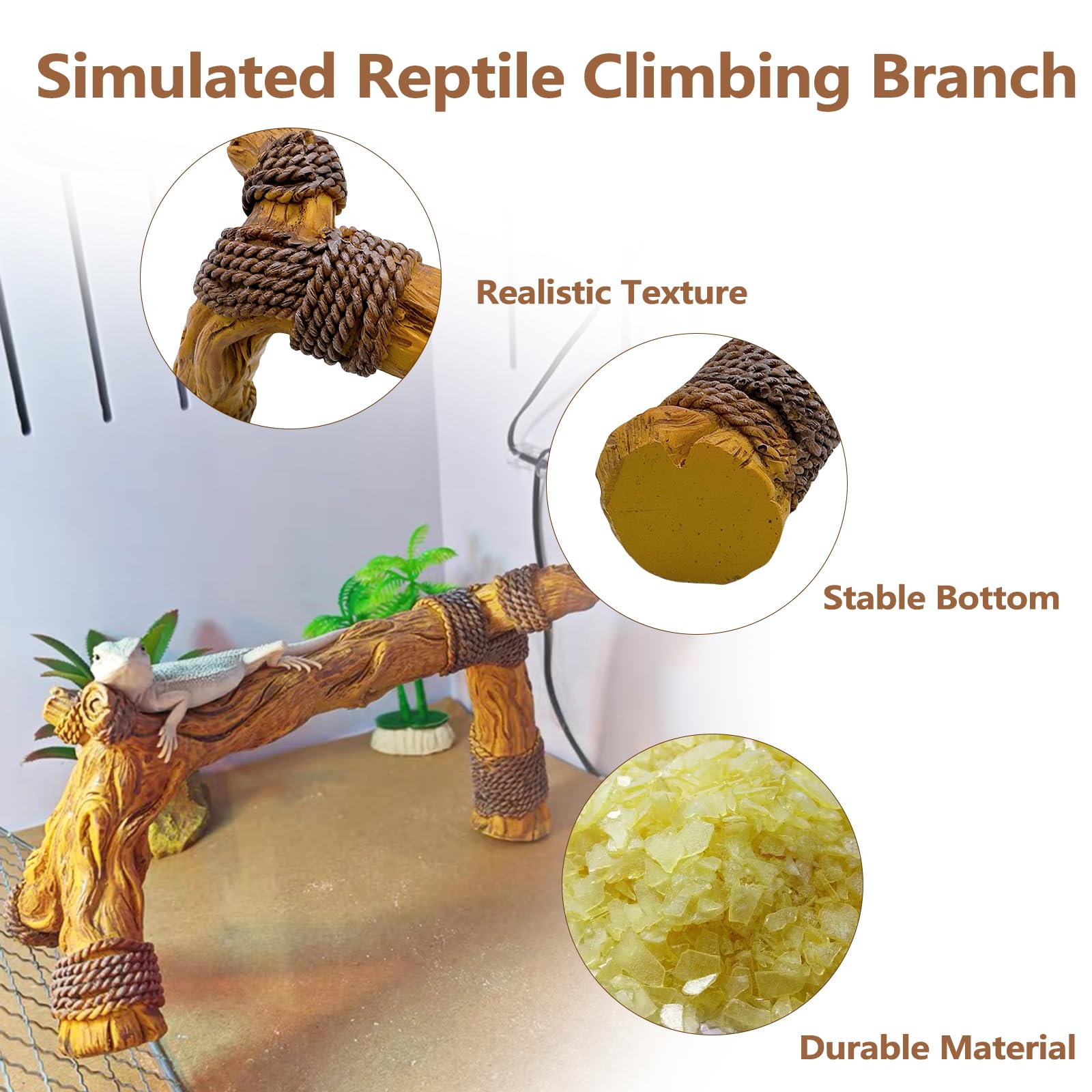 tfwadmx gecko climbing-branch: smooth resin finish, easy to clean