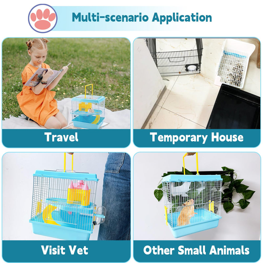 Tfwadmx hamster carrier dimensions 10.6 x 8 x 11.4 inches.