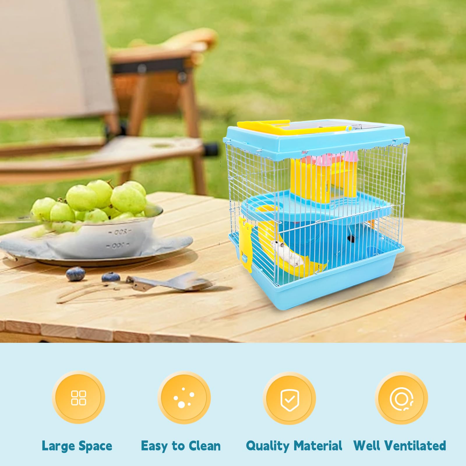 Tfwadmx hamster carrier includes food bowl for on-the-go snacks.