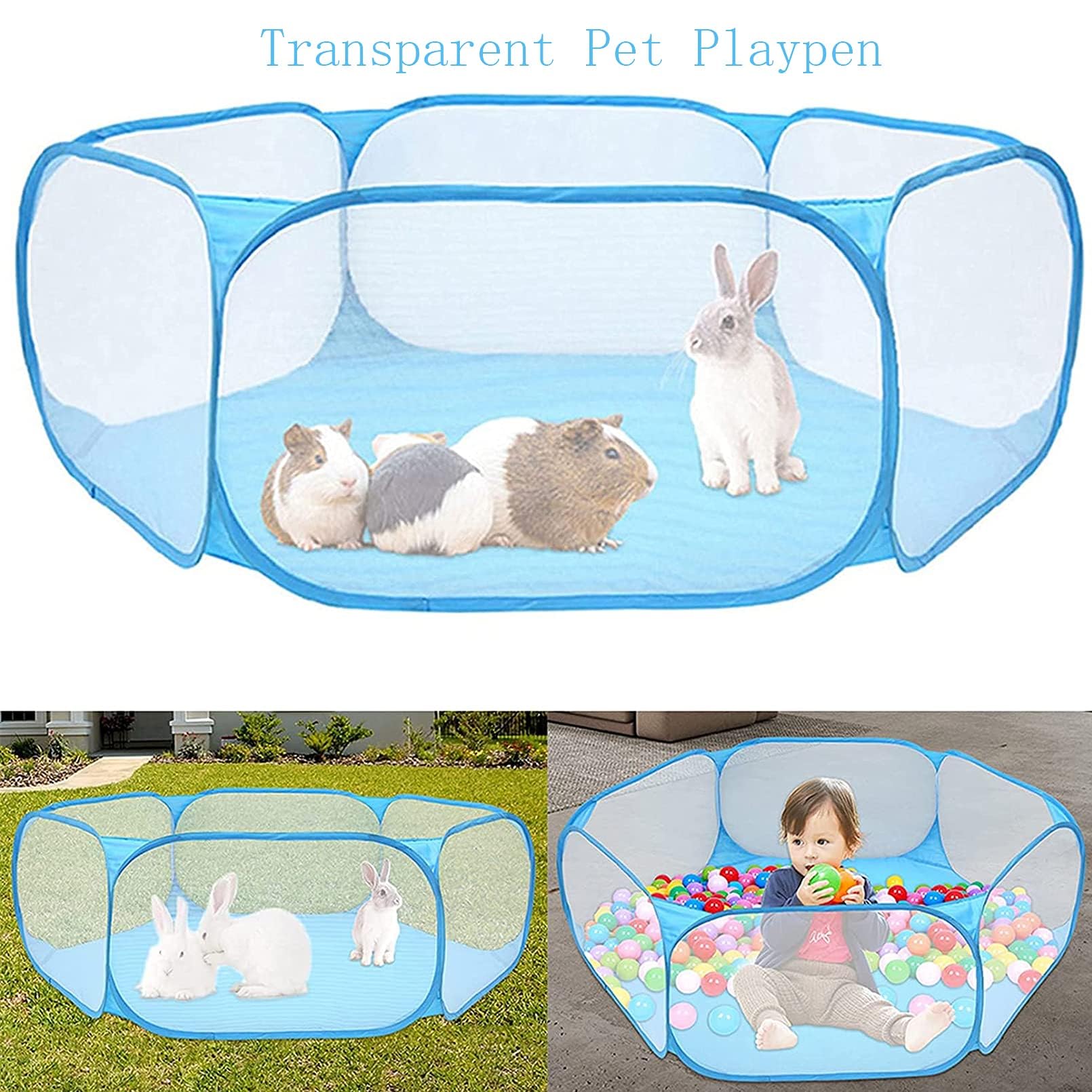 Tfwadmx hamster foldable playpen with translucent walls for clear supervision.