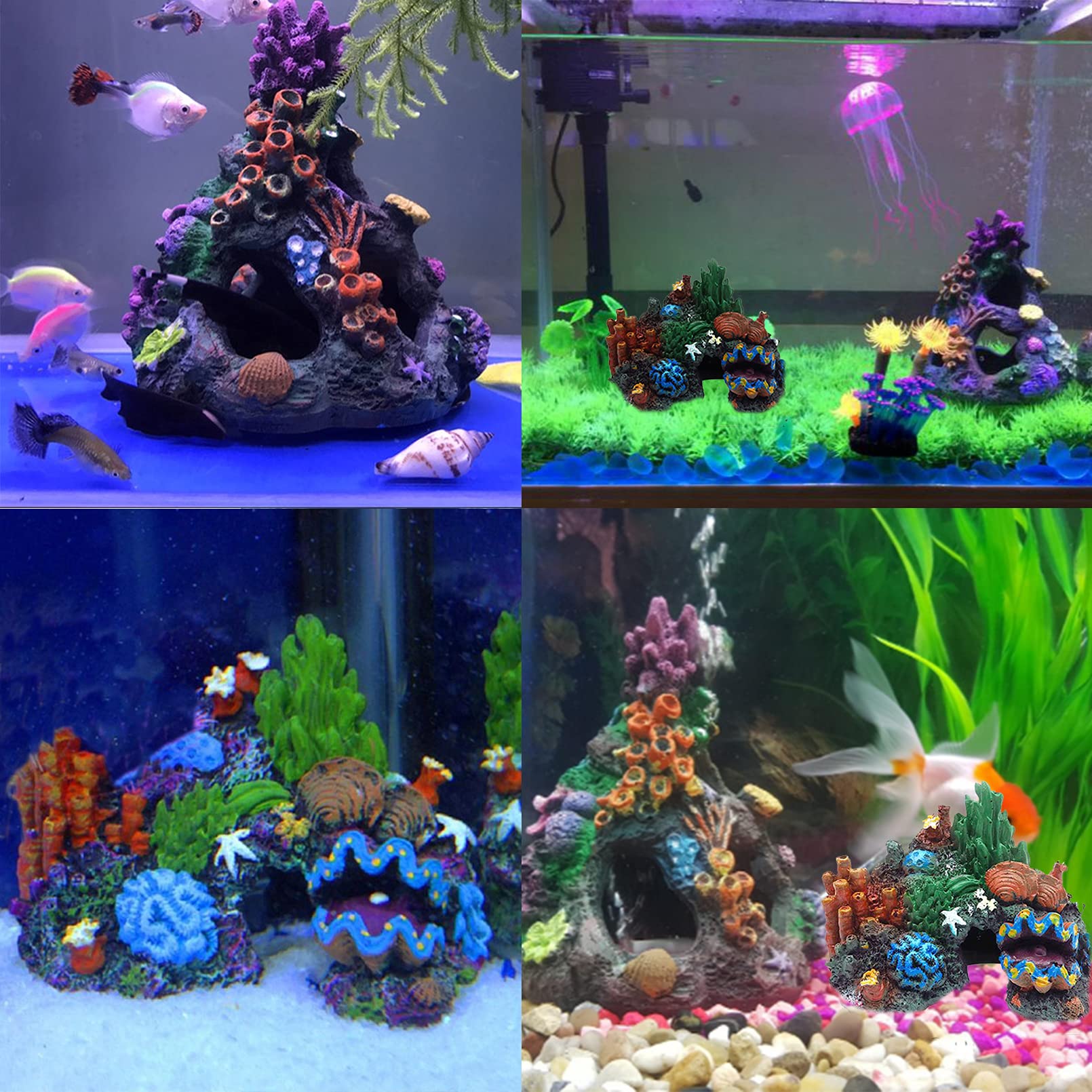 TFWADMX mountain cave aquarium decoration blends rugged style with shelter.