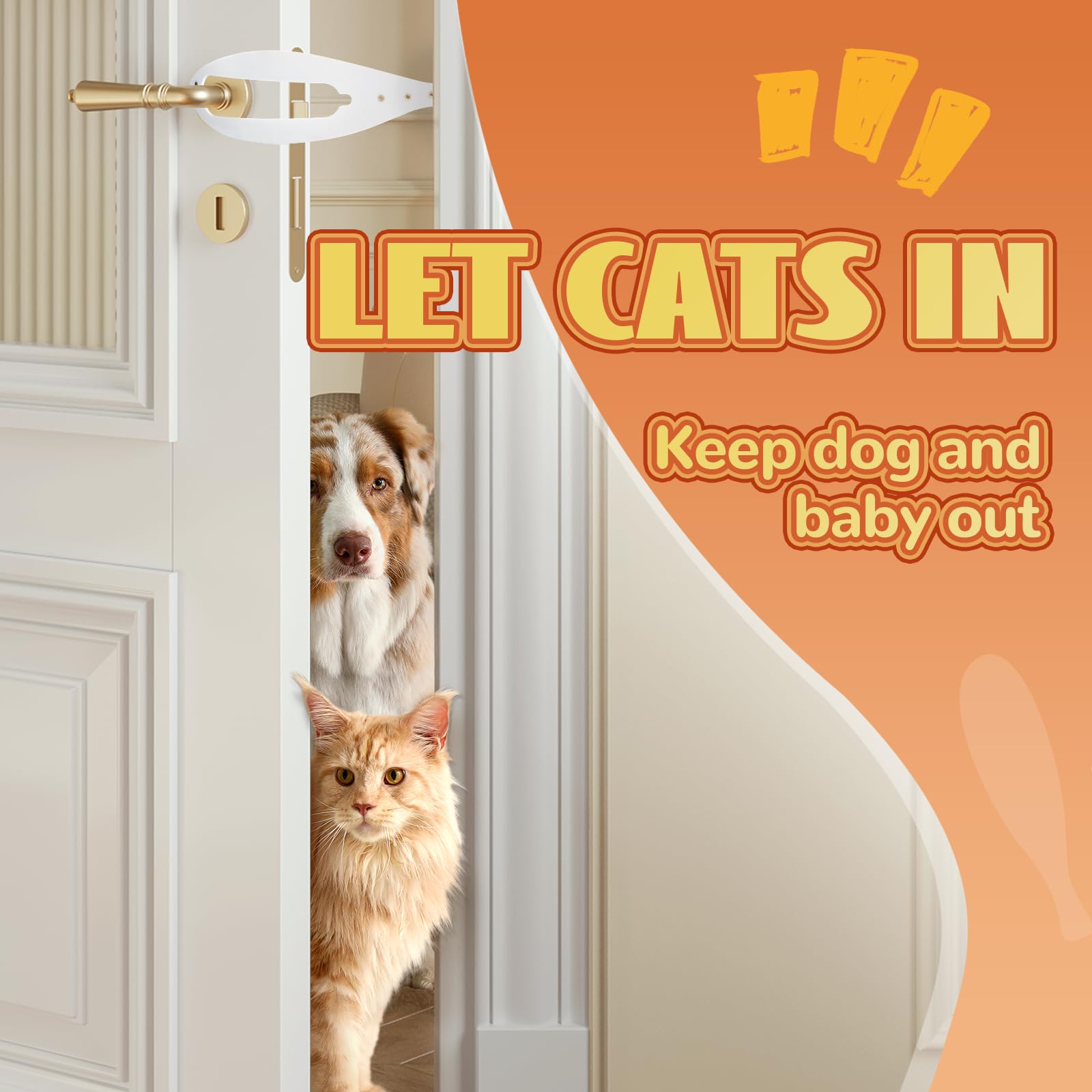 TGIOW cat door latch mounted on a door demonstrates one-handed operation