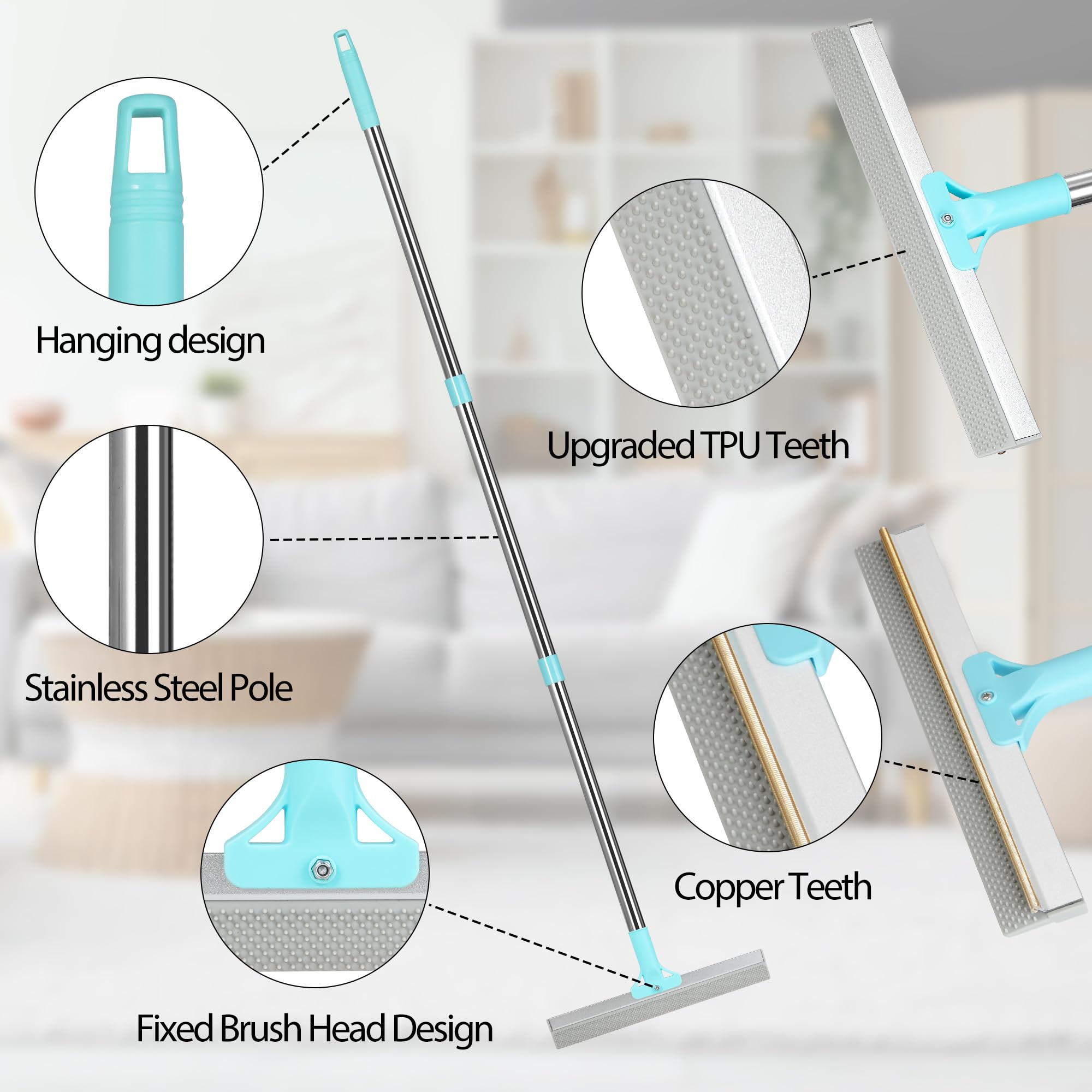 Thalomely 54-inch handle extends reach to sofas and stairs for easy cleaning.