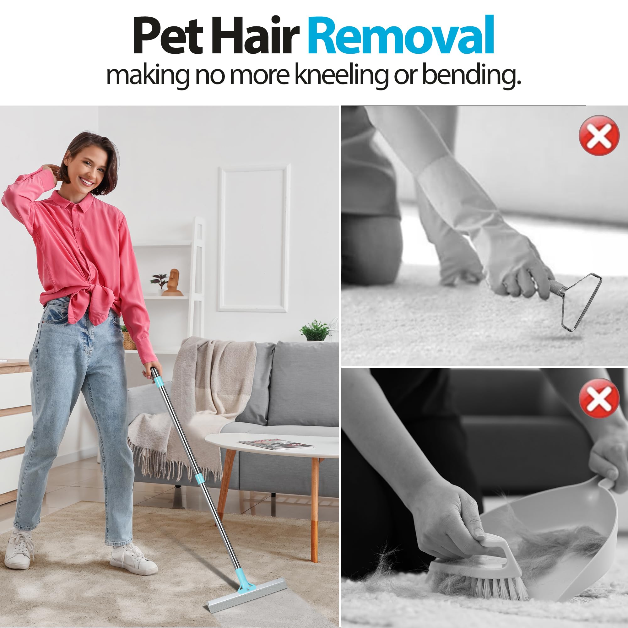 Thalomely TPU teeth gently lift fur from fibers for deep cleaning.