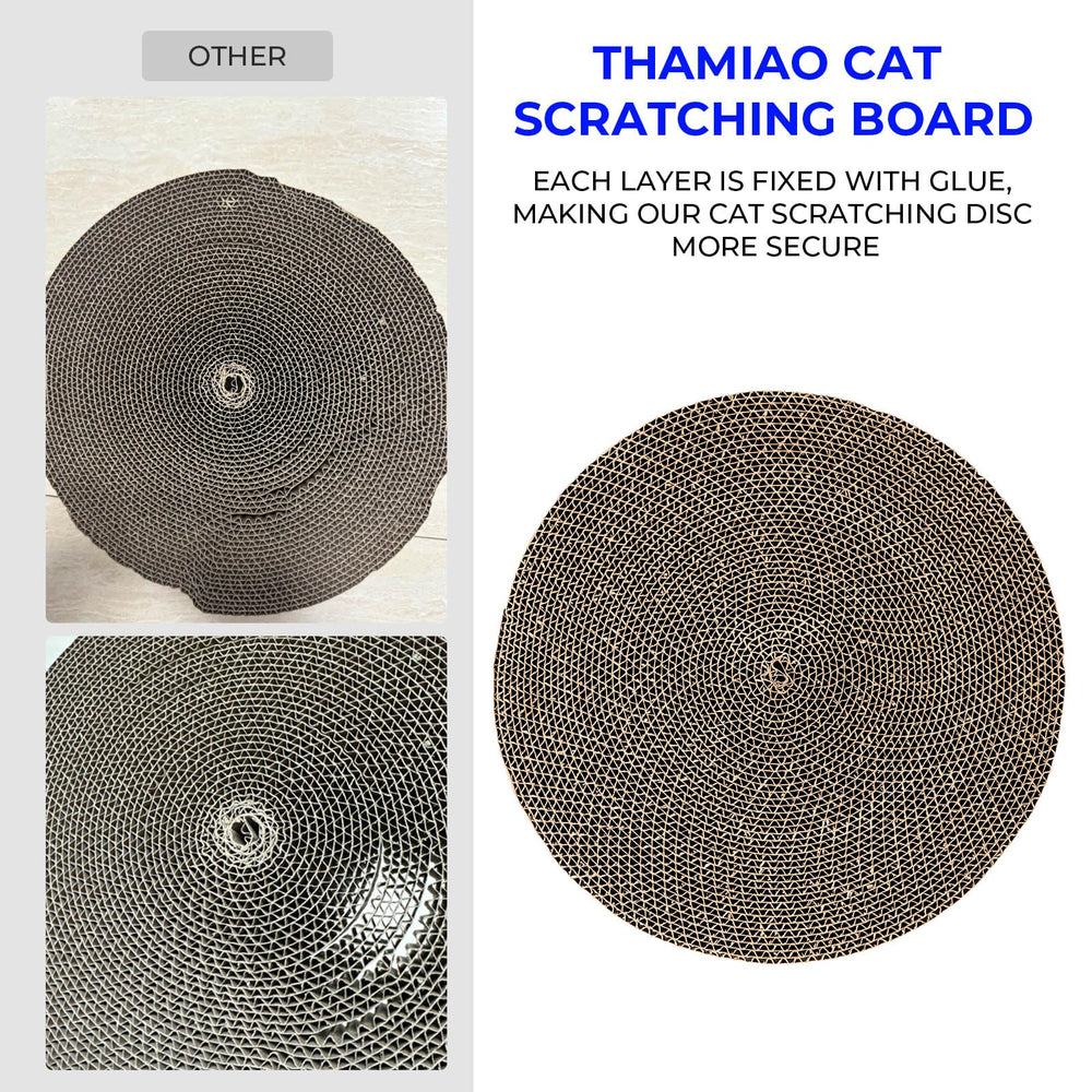 THAMIAO eco-friendly-cardboard scratchpad uses recycled material for sustainable cat play.