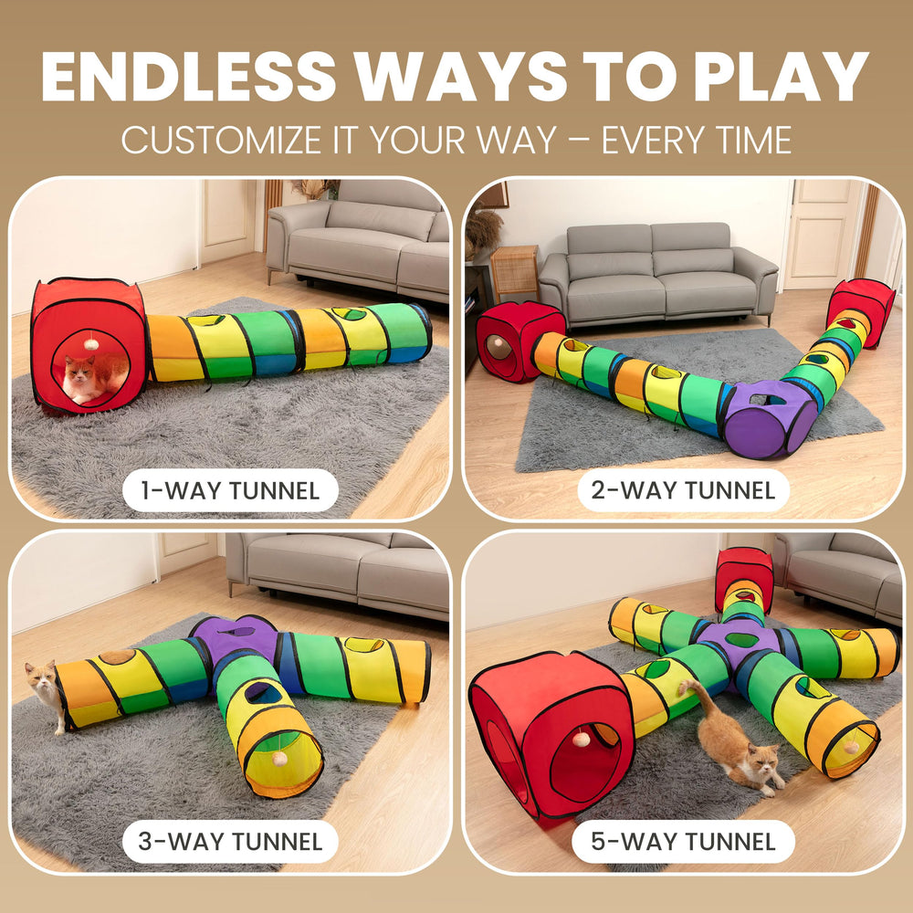 That Is Just Genius Genius Cat Tunnels hanging toys enhance interactive playtime.