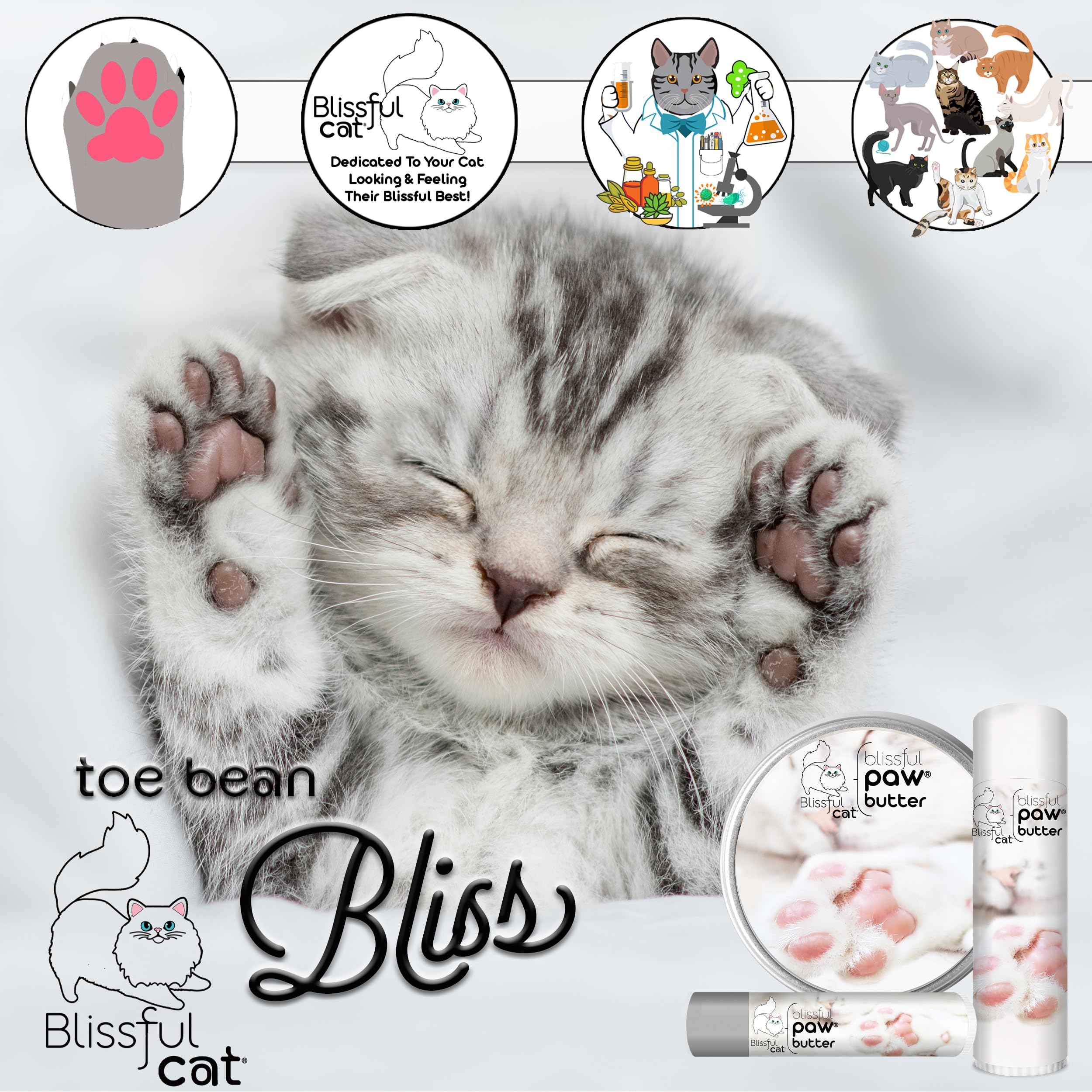 Close-up of softened paw pad after using The Blissful Cat Paw Butter
