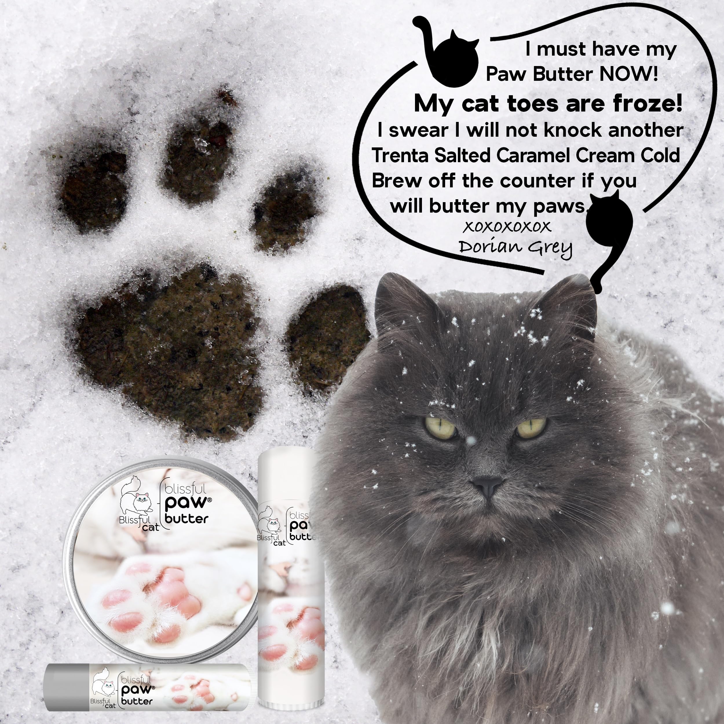 USA handcrafted The Blissful Cat Paw Butter jar on shelf