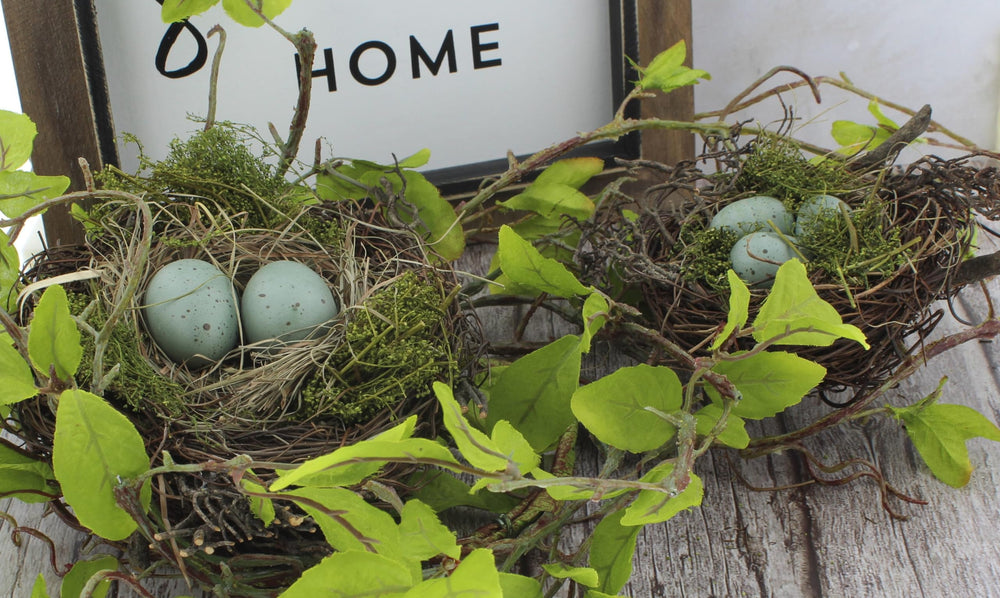 The Bridge Collection robin eggs close-up highlights realistic speckling.