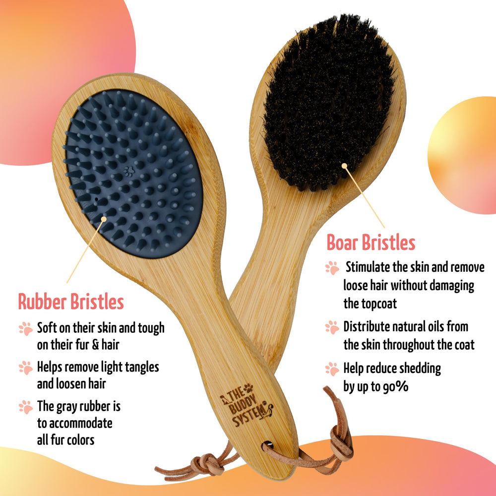 Eco-friendly bamboo construction supports durable grooming for pets.