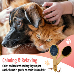 Gentle rubber bristles care for skin while loosening light tangles during brushing.