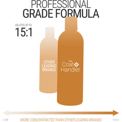 The Coat Handler clarifying dog shampoo salon application depicts professional grooming at home.