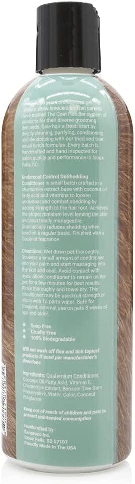 Close-up of the coconut milk fragrance label on The Coat Handler conditioner