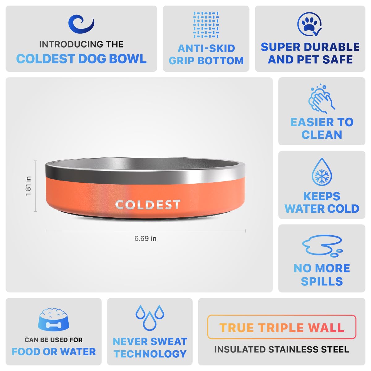 The Coldest Water 21 oz bowl is perfect for pets from cats to dogs.