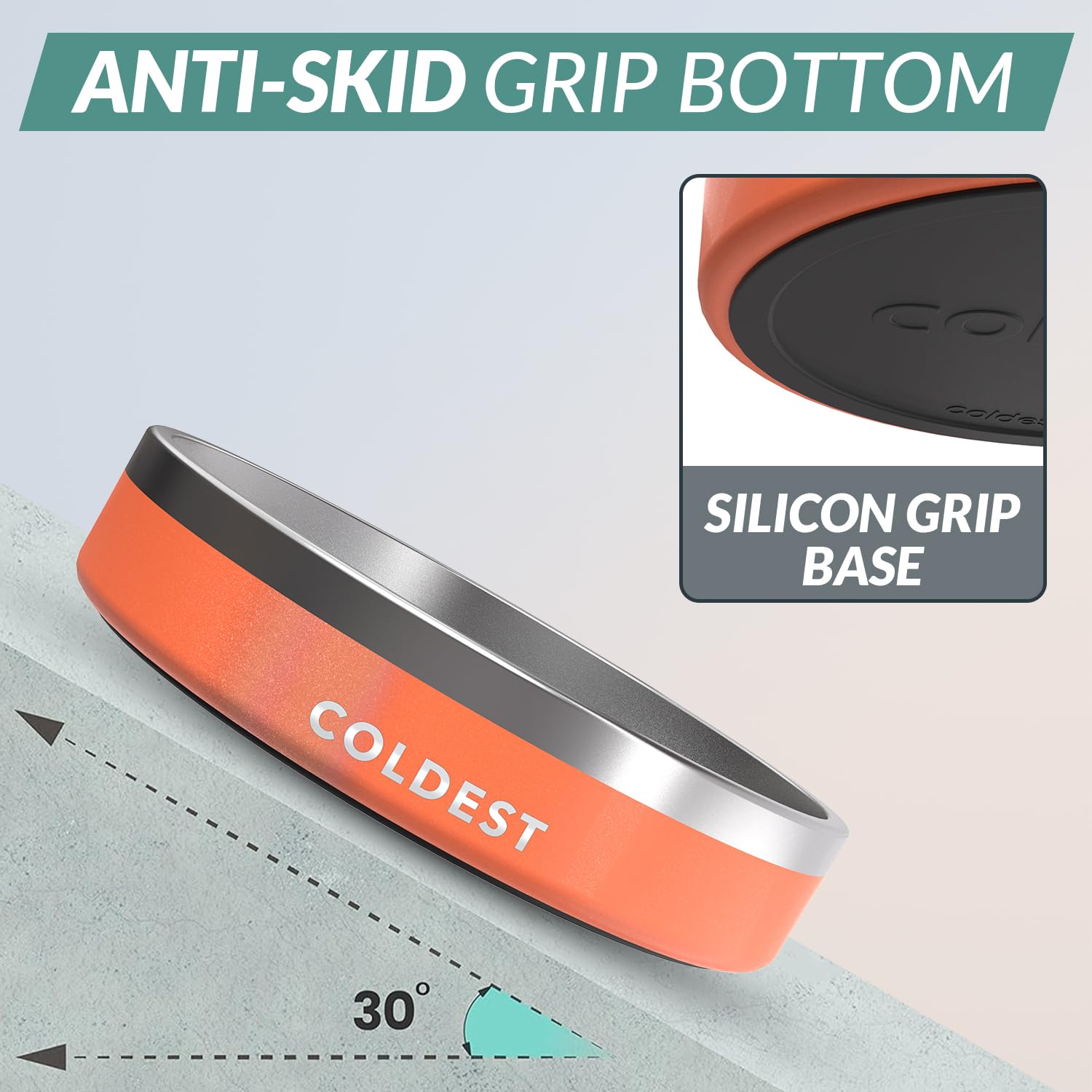 The Coldest Water dog bowl close-up shows non-slip bottom to prevent spills during feeding.