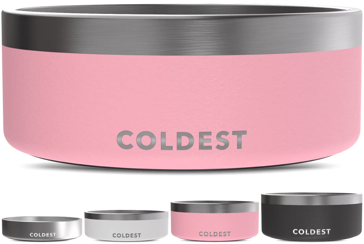 The Coldest Water Cotton Candy Pink 64oz insulated dog bowl for large pets.