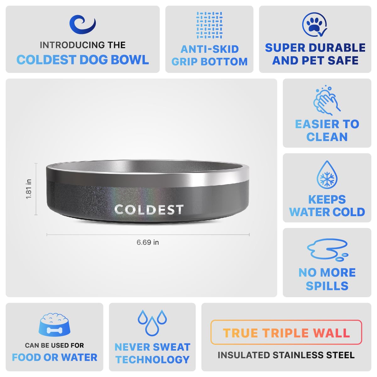The Coldest Water dishwasher-safe bowl interior close-up for easy cleaning