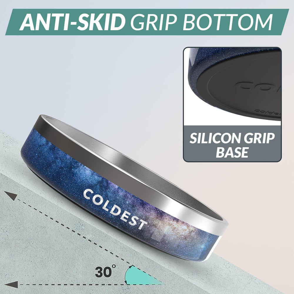 The Coldest Water anti-slip base prevents spills during busy feeding times.