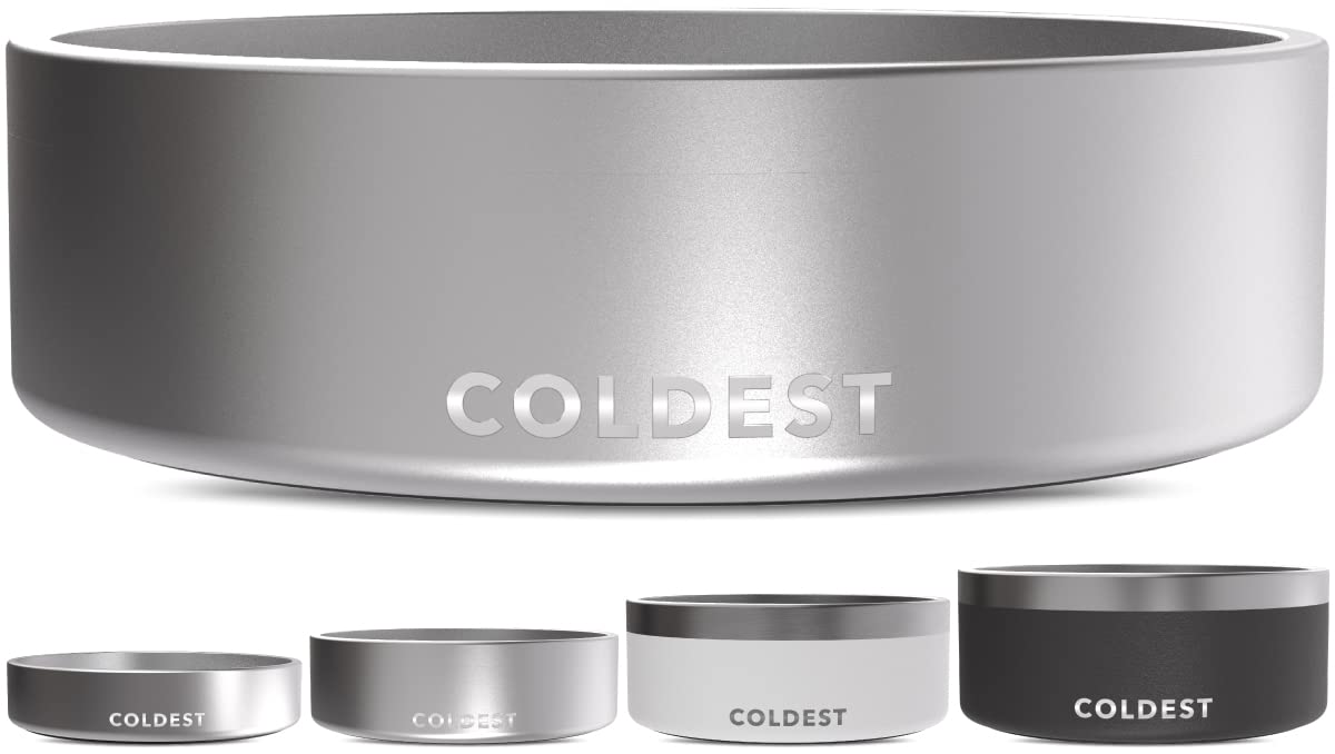 The Coldest Water dog bowl with anti-slip base prevents messes during meals.