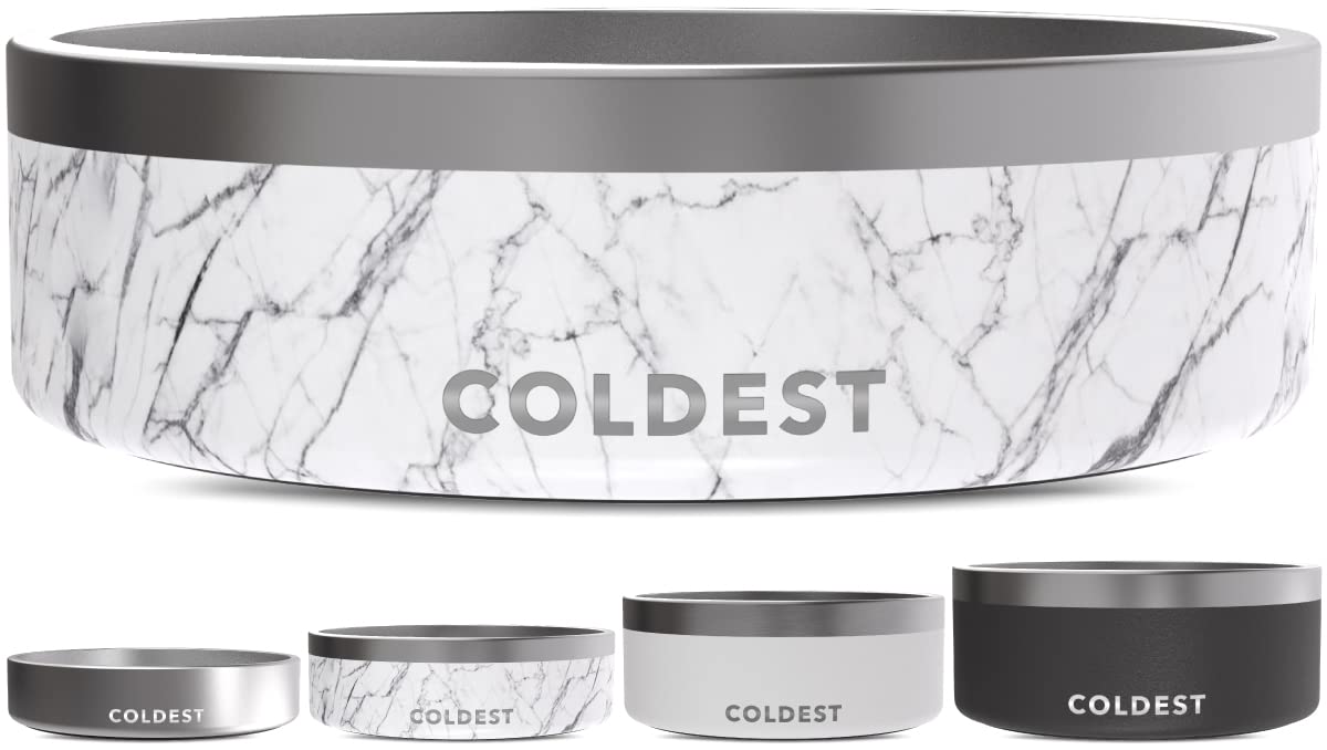The Coldest Water dog bowl outer view shows durable stainless steel