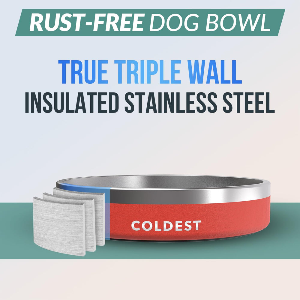 The Coldest Water bowl's spill-proof design keeps feeding area dry.