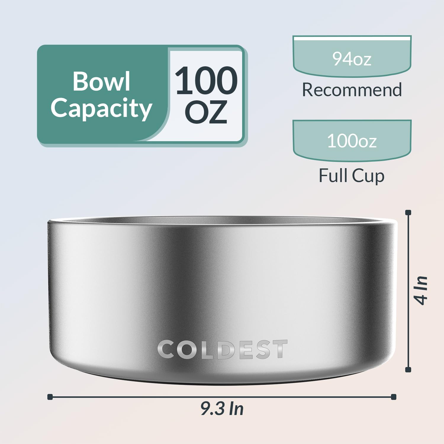 The Coldest Water spill-proof dog bowl keeps feeding areas clean.
