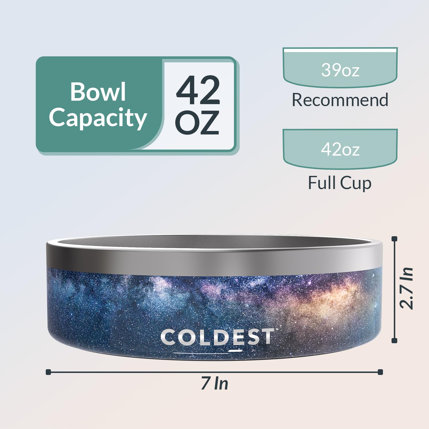 The Coldest Water spill-proof dog bowl minimizes mess during feeding time.