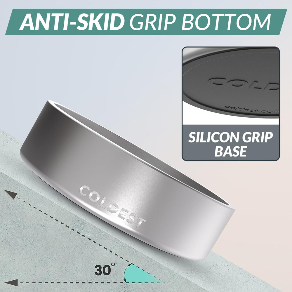 The Coldest Water dog bowl features triple-wall insulation for temperature control and durability.