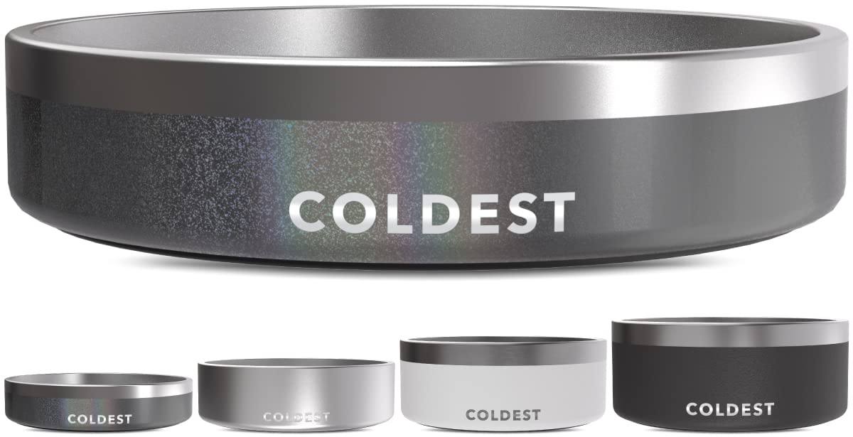 The Coldest Water Stardust Glitter dog bowl top view showing sparkle and capacity