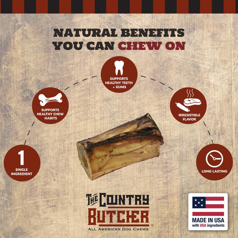 The Country Butcher USA-made label on marrow bone product.