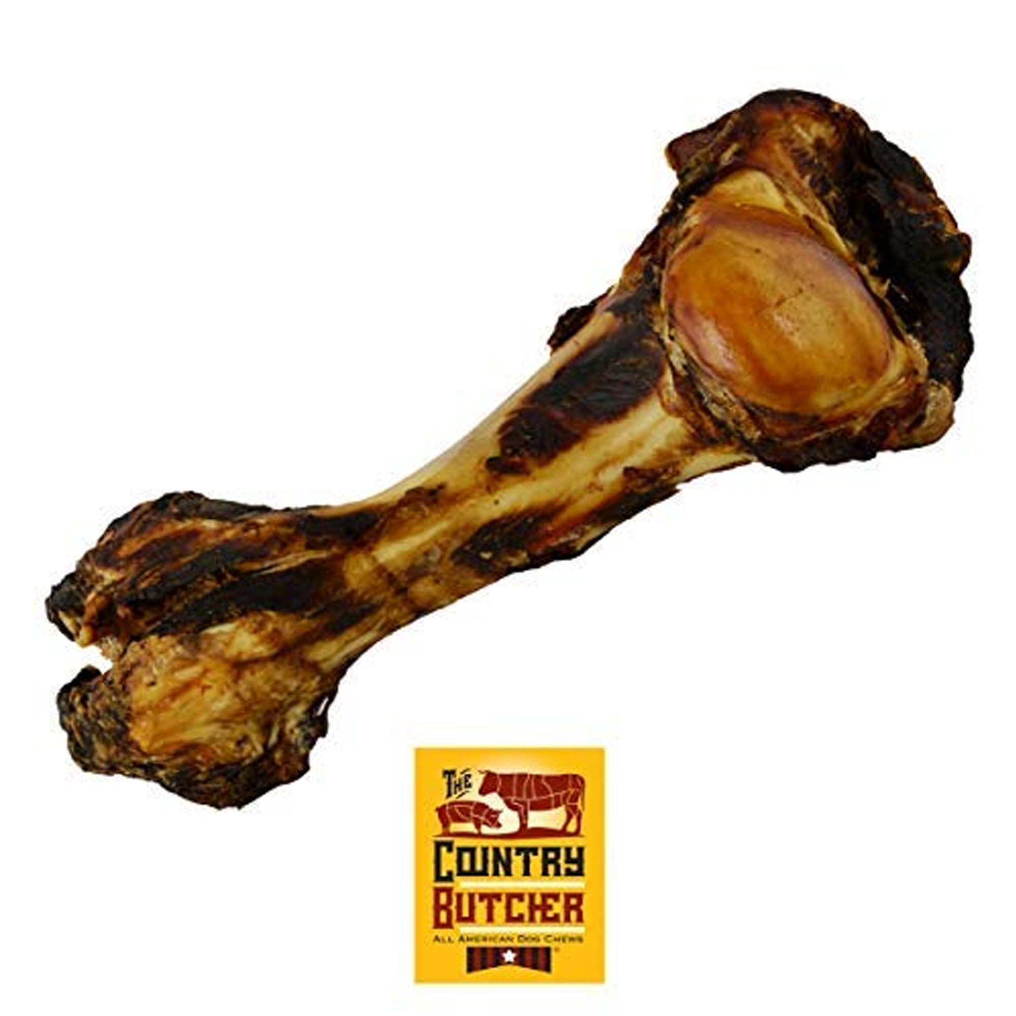 The Country Butcher Giant Dog Bone shown as a long-lasting chew for aggressive chewers.