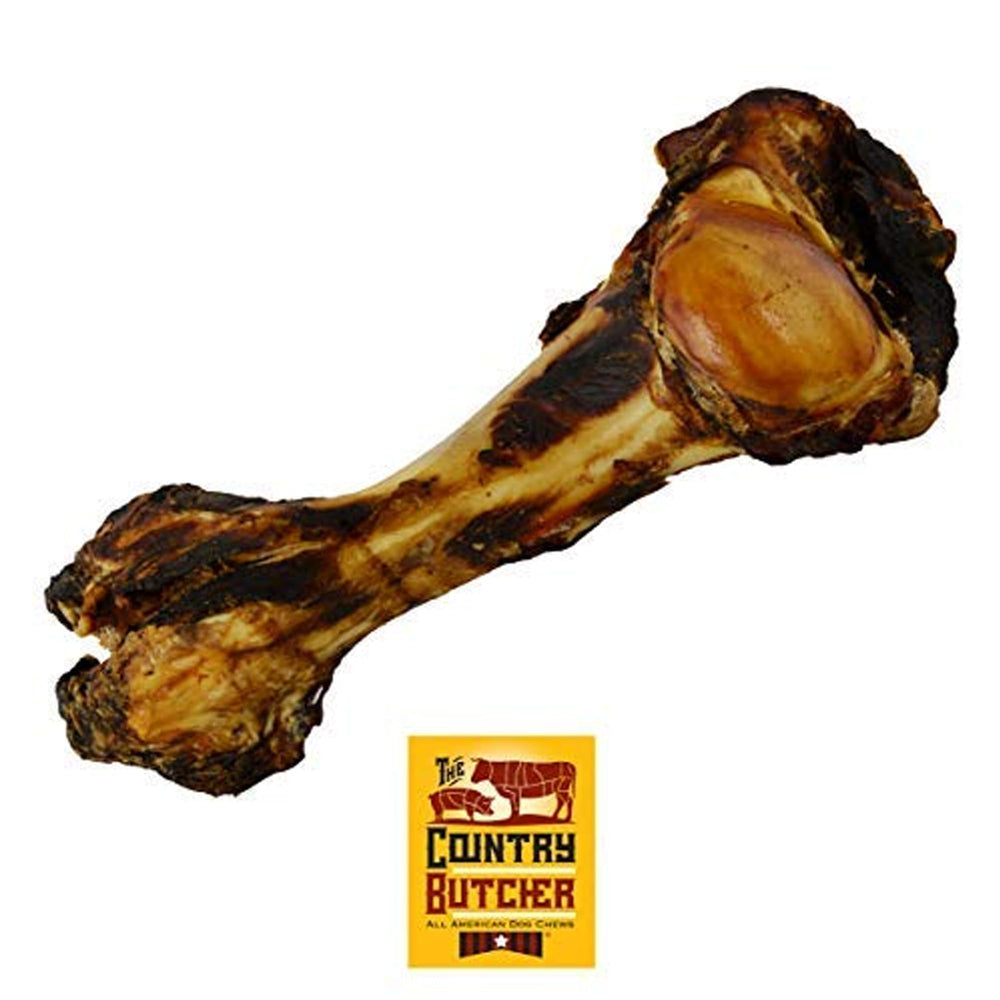 The Country Butcher Giant Dog Bone shown as a long-lasting chew for aggressive chewers.