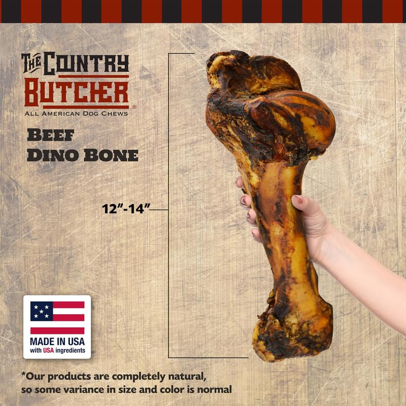 Close-up of The Country Butcher Giant Dog Bone texture and meaty interior.