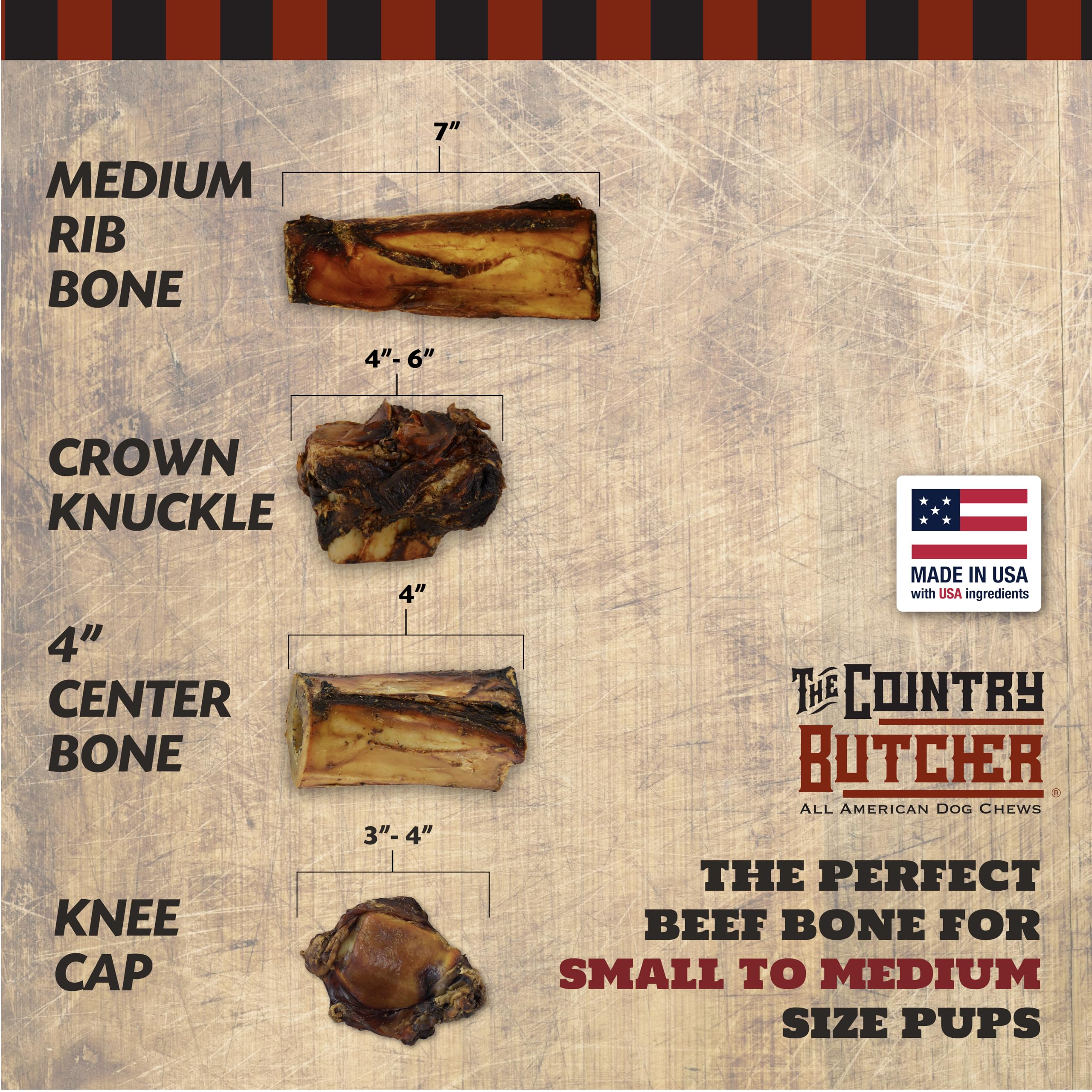 The Country Butcher Rib Bones Medium durable chew for light to moderate chewers.