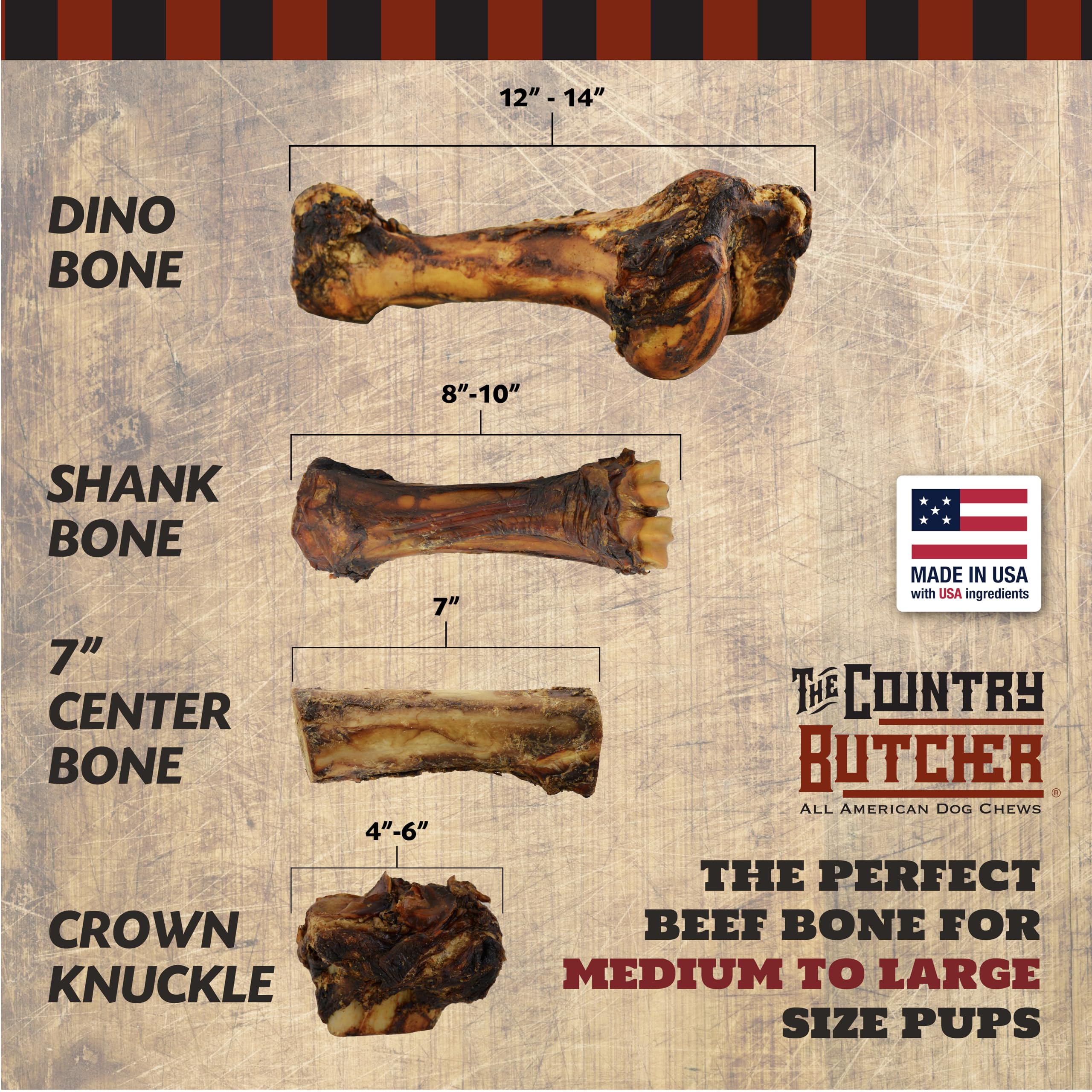 The Country Butcher made in USA emphasizes quality and origin.