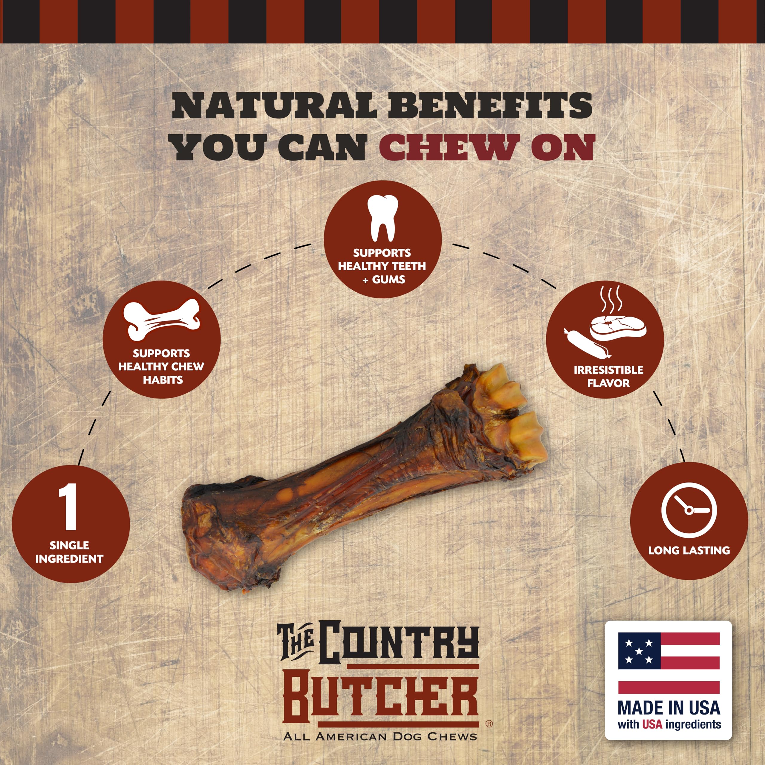 The Country Butcher shank bones smoked hickory detail for premium flavor.