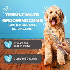 The Doodle Brush ergonomic handle provides a comfortable grip during longer grooming sessions.