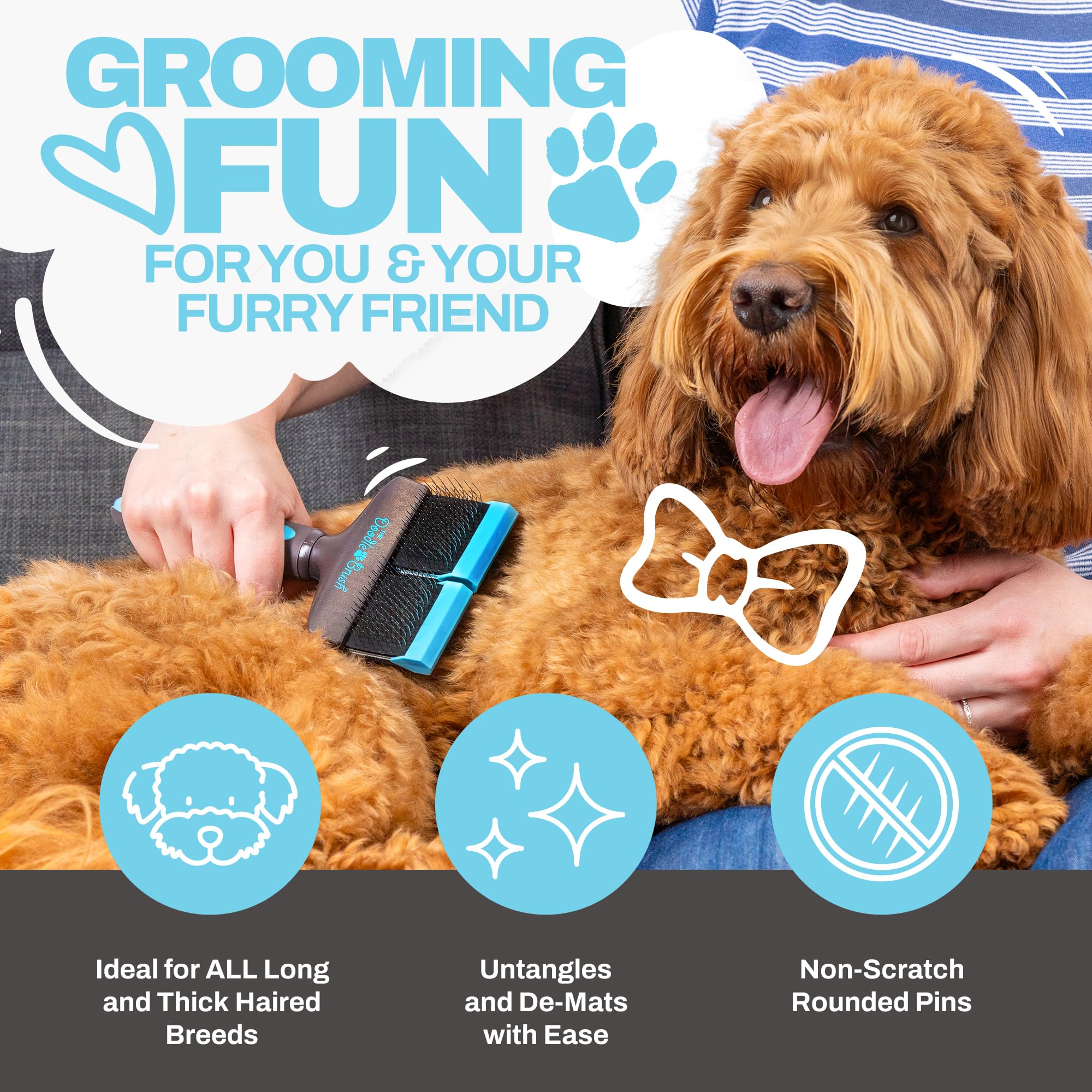 The Doodle Brush long-pins dematting: glides through mats with minimal pulling.