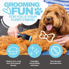 The Doodle Brush in tangle-free front view easing knots in a thick coat