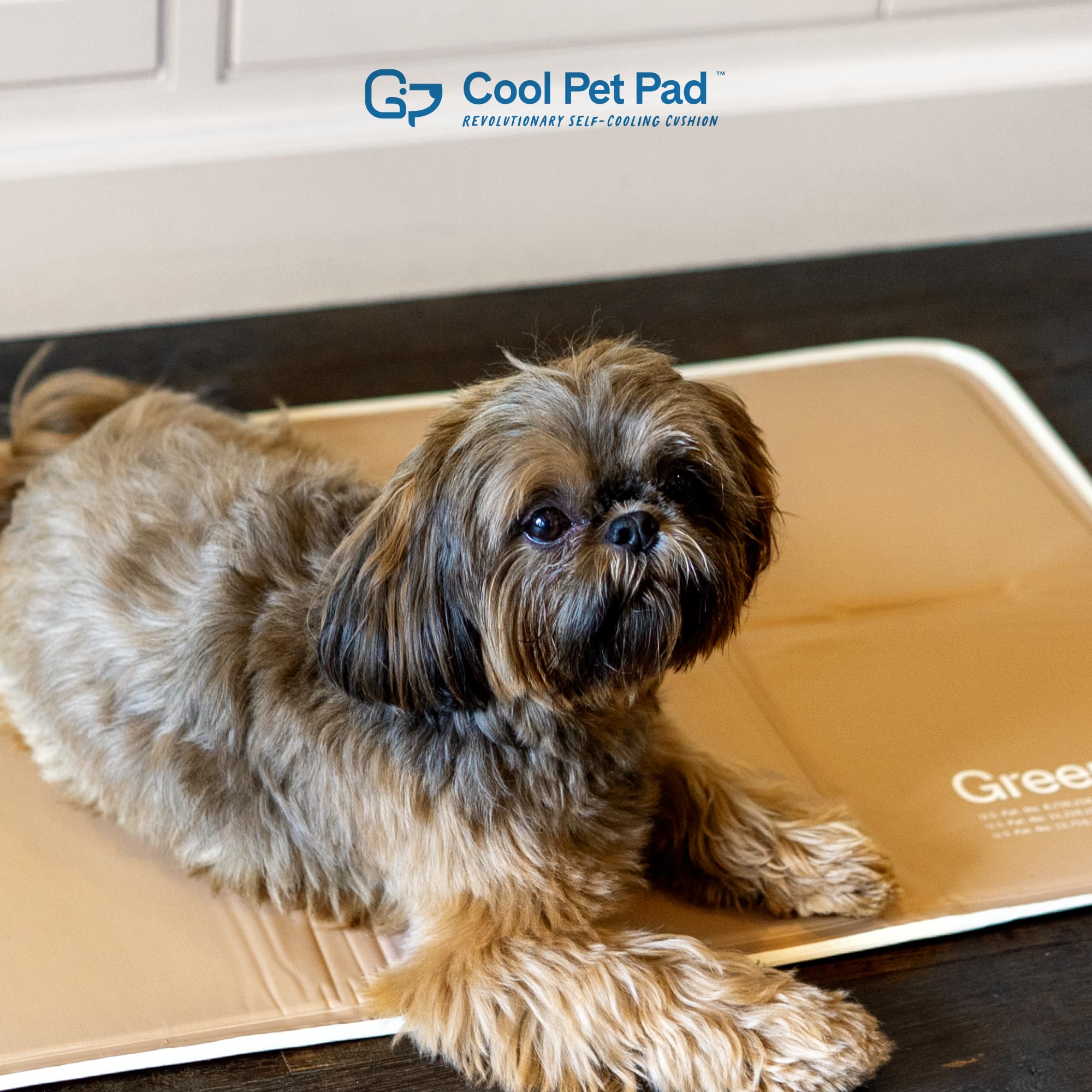 The Green Pet Shop Cool Pet Pad small cleaning closeup indicates easy care.