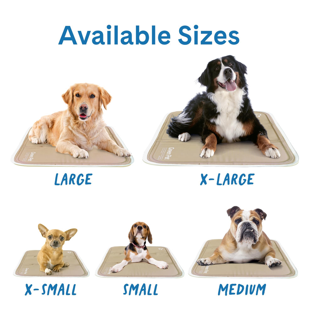The Green Pet Shop Cool Pet Pad travel-ready and foldable; easy to take on trips.