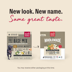 The Honest Kitchen base mix ingredients highlight fruits and vegetables for balanced nutrition.