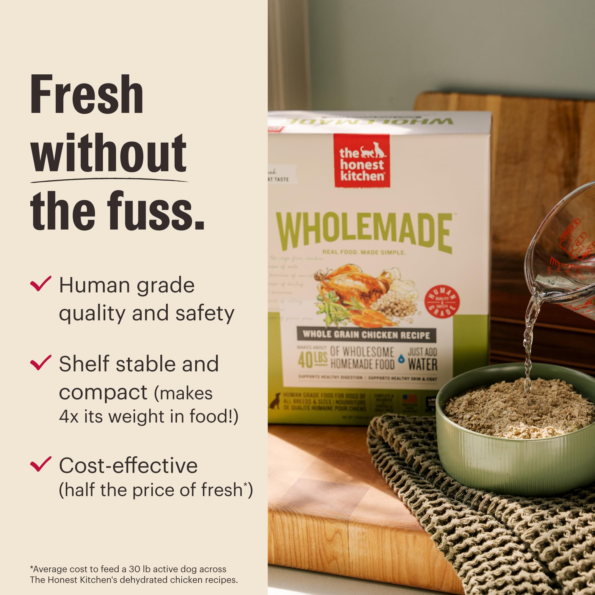A ready serving of The Honest Kitchen base mix in a dog-friendly bowl.