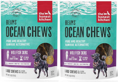 The Honest Kitchen Beams fish skin treat packaging with two-bag format for dogs
