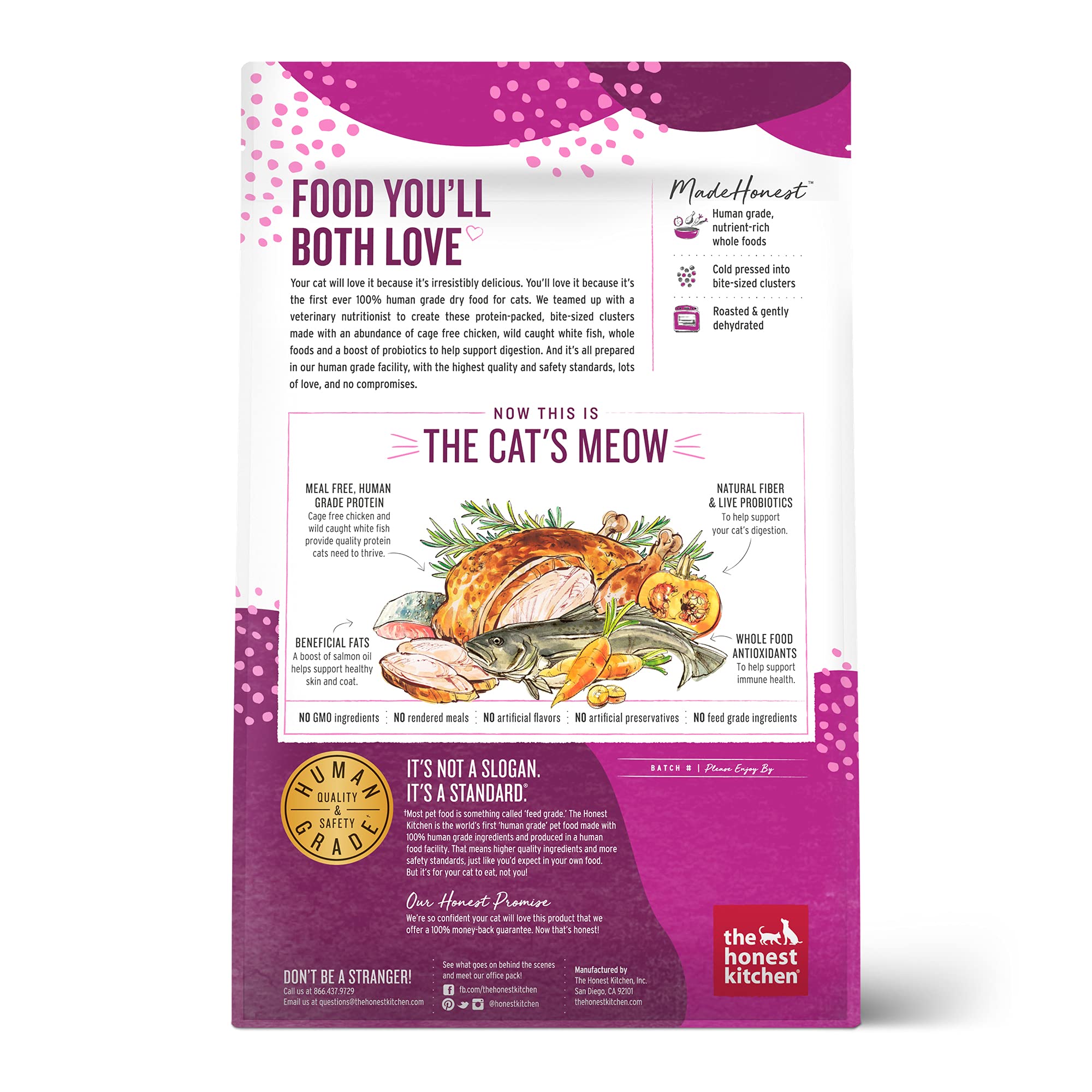 The Honest Kitchen whole food clusters chicken close-up highlights texture and quality