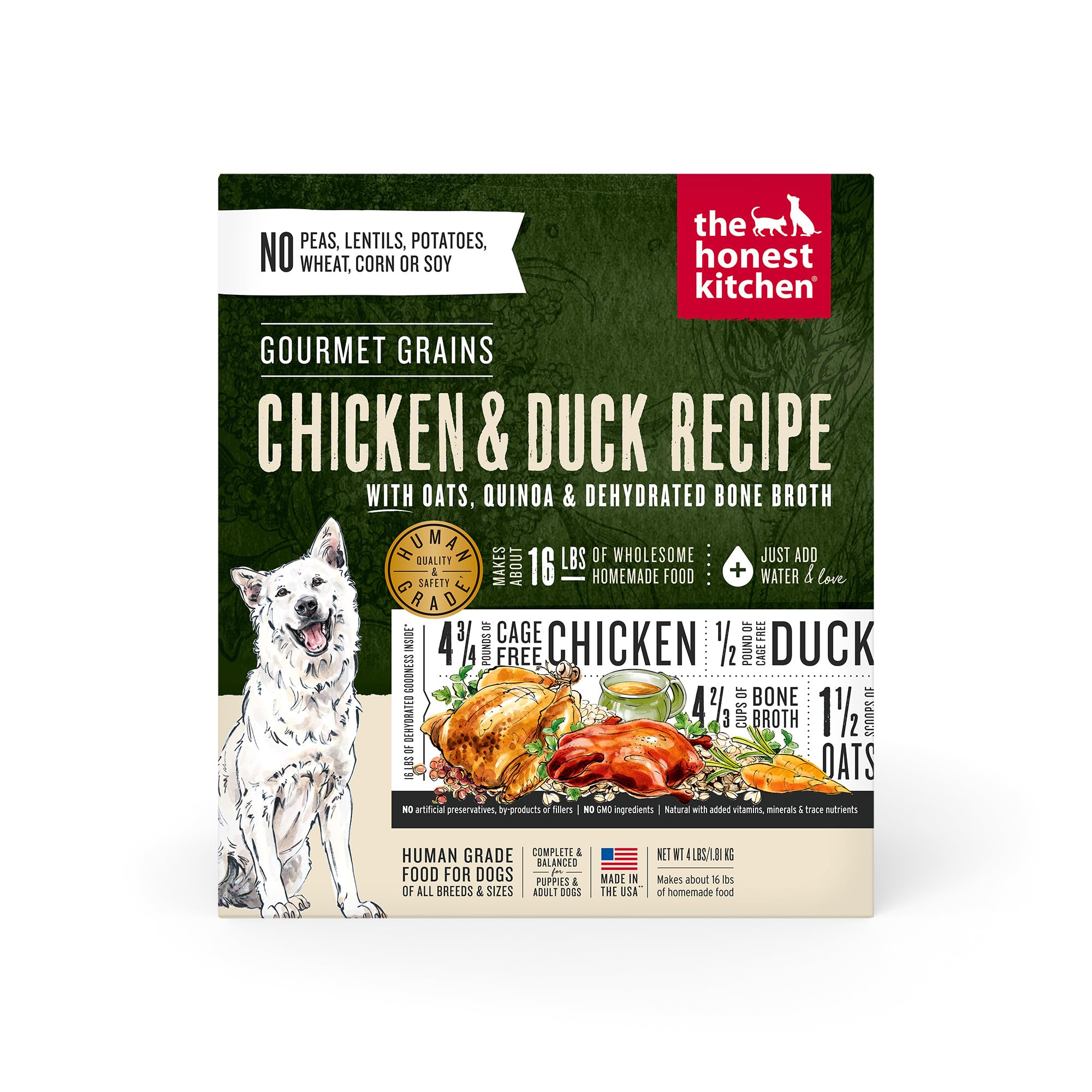 The Honest Kitchen dehydrated dog food box with chicken and duck for convenient meals