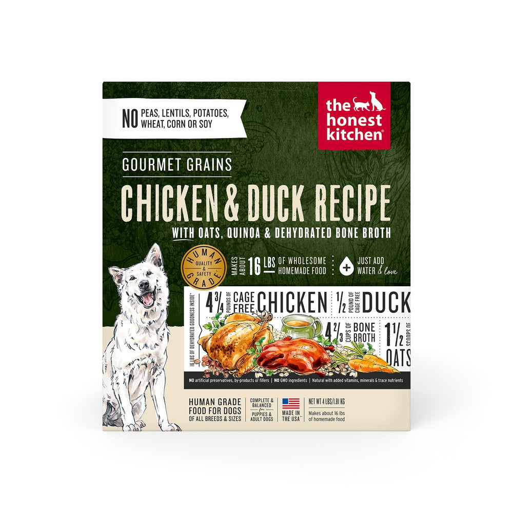 The Honest Kitchen dehydrated dog food box with chicken and duck for convenient meals